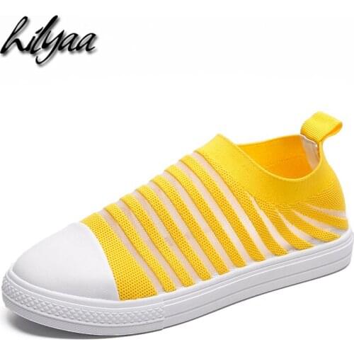 2020 Spring Casual Sneakers Flats For Women Breathable Mesh Sport Tenis Feminino Elastic Band Female White Sneakers Women