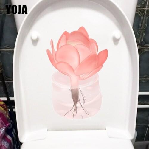 YOJA 16X24CM Hydroponic Pink Succulent Plants Girl Bedroom Wall Sticker Lovely Cartoon Toilet Decor Decal T1-1406