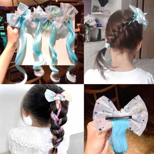 New Style Lovely Shiny Snowflake Children Cartoon Hair Clip Ribbon Bow Tie Barrettes Cute Long Streamer Girls Hair Accessories