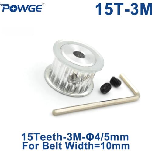POWGE 15 Teeth Arc HTD 3M Timing Pulley Bore 4mm 5mm for Width 10mm 3M synchronous belt HTD3M Belt pulley Wheel Gear 15Teeth 15T