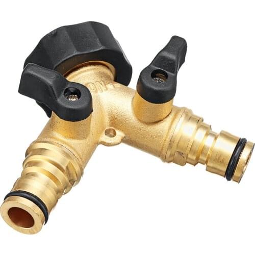 2 Way Garden Hose Splitter, Hose Connector, Heady Duty Solid Brass Shut Off Valve. Garden Hose Quick Connect Brass