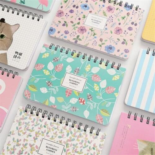 Kawaii Small Floral Coil Notebook 2021 Agenda A6 Diary Journal Notepad Weekly Monthly Planner Organizer Schedule School Supplies