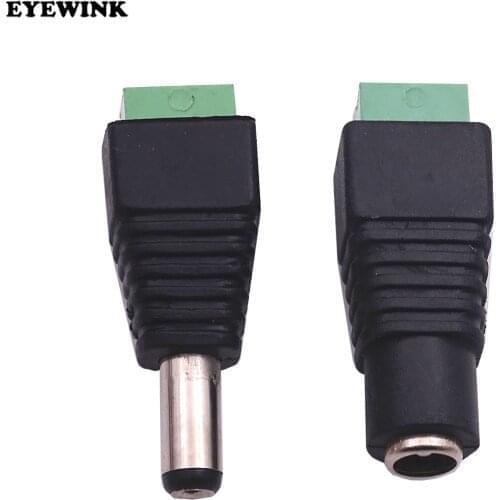 DC12V 1pcs Male + 1pcs Female 2.1x5.5MM DC Power Plug Jack Adapter Connector Plug for CCTV Single Color LED Strip Light