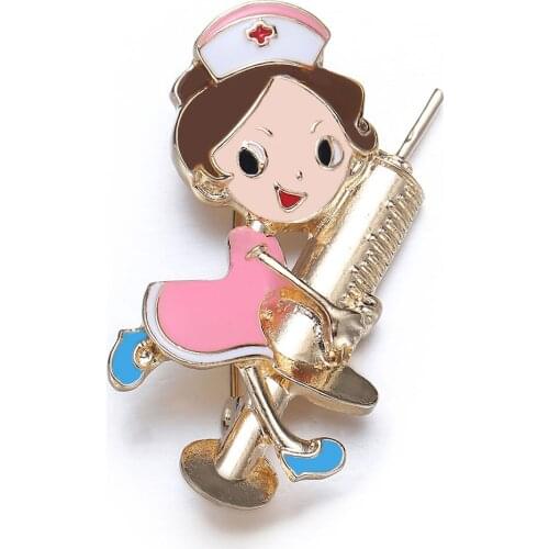 Enamel Nurse Brooches Women Hospital Office Brooch Pins Cute Gold Badge Medical Jewelry Nurse Gift Wholesale