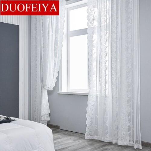 French Romance Bedroom Decoration Curtains For Kitchen White Floating Tulle Sheer Rod Pocket Stereoscopic Lace Yarn Rideau 6
