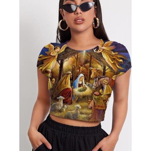 3d Tshirt Jesus T shirt Women Christian Navel Bare Angel Tshirts Casual Animal Funny T shirts Galaxy T-shirts 3d Womens Clothing