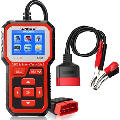 KONNWEI KW681 OBD2 Scanner 2 In 1 Car Battery Tester Professional Automotive Scan Tool Circuit Battery Tester Car Diagnosis Tool