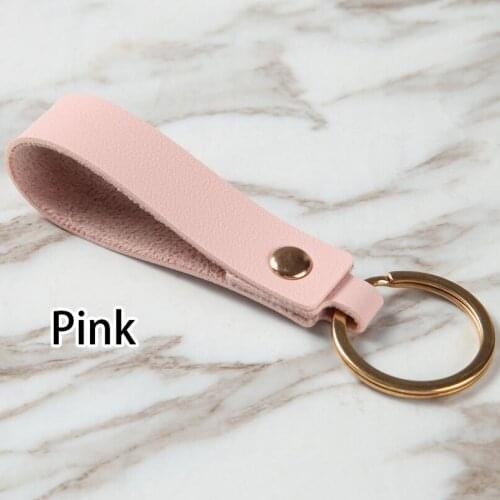 Korean Fashion Unisex Keychain for Women Men Simple PU Leather Bag Key Accessory Ring Black Pink Brown Key Chain Girls Gifts