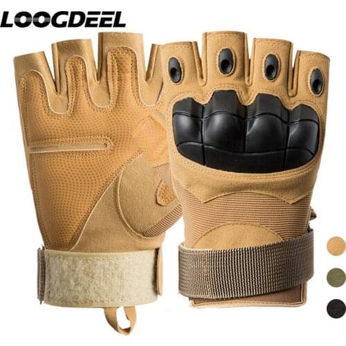 LOOGDEEL Mountaineering Gloves Tactical Gloves Men Women Outdoor Half-finger Protective Anti-slip Sports Outdoor Training Gloves