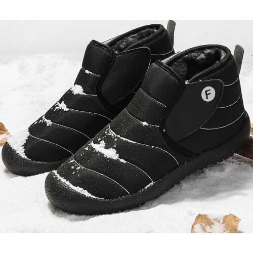 2020 new winter boots mens warm fur waterproof non-slip boots shoes plush mens ankle boots snow warm size 36-48