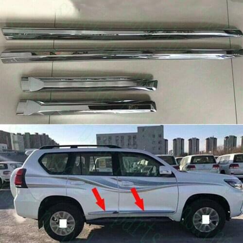 Fit For Toyota Prado 2010-2018 Silvery ABS Door Side Anticollision Strip Cover Trim 4pcs