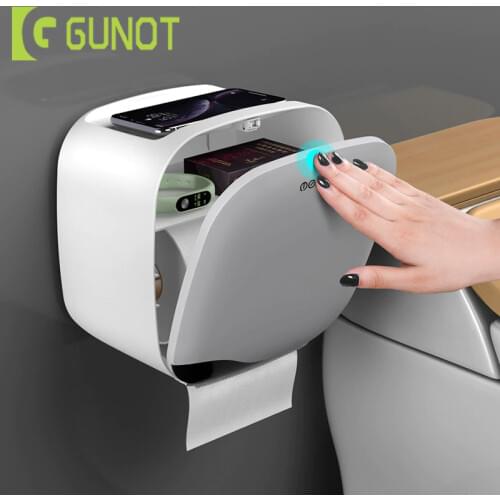 GUNOT Wall Mounted Toilet Paper Holder Waterproof Tissue Box Multifunction Storage Box For Bathroom Portable Toilet Paper Holder