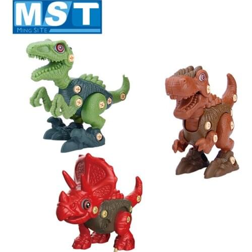 Educational Carton DIY Assembly Screwing Building Blocks Dinosaurs Animals Model Sets For Children Interactive Toys
