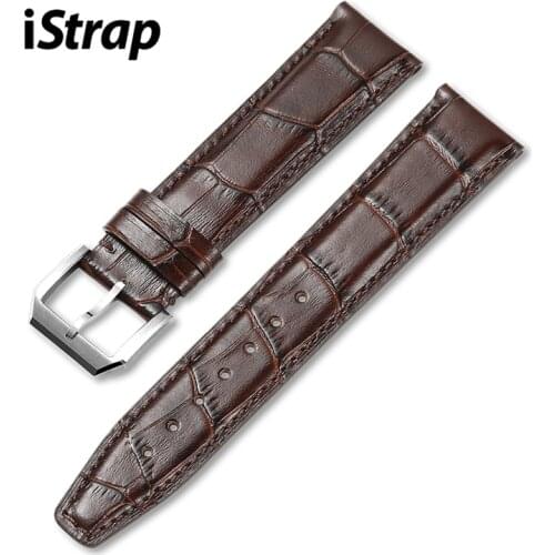 IStrap Watch Strap Italian Alligator Grain Handmade Watch Band 20mm 21mm 22mm Genuine Leather Bracelet Pin Buckle Watch Band