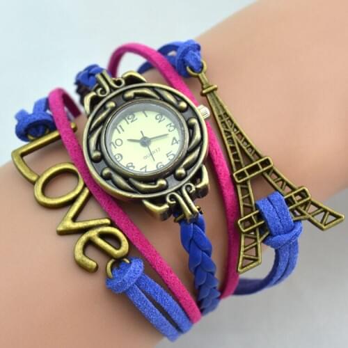 Retail and wholesale love faith watch infinity Leather Bracelet watch broze