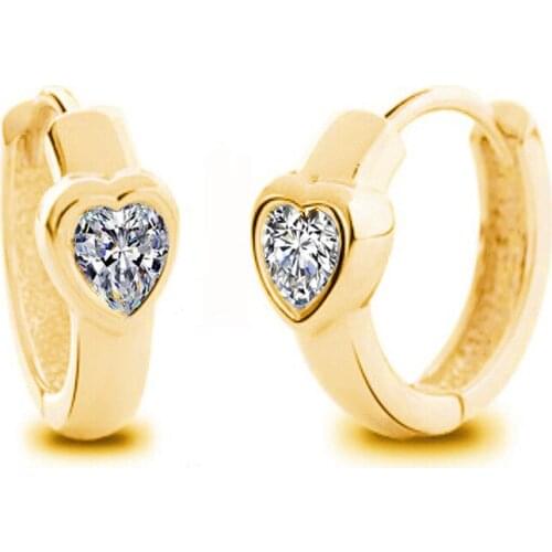 1pairs trendy hearts sharp setting cubic zirconia hoop Earrings for women