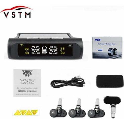 Smart Car USB or Charging Car TPMS Tire Pressure Monitoring System LCD 4 Sensors for SUV Temperature Warning