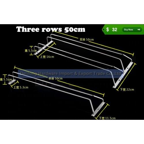Three Rows Glass Rack Stainless Steel 304 Wine Glass Holder 50cm Champagne Glass Rack free shipping