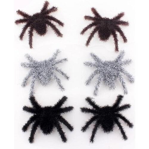 6Pcs Halloween Spider Decoration Scary Yard Outdoor Decor Artificial Hairy Spider Props Haunted House Supplies for bar KTV