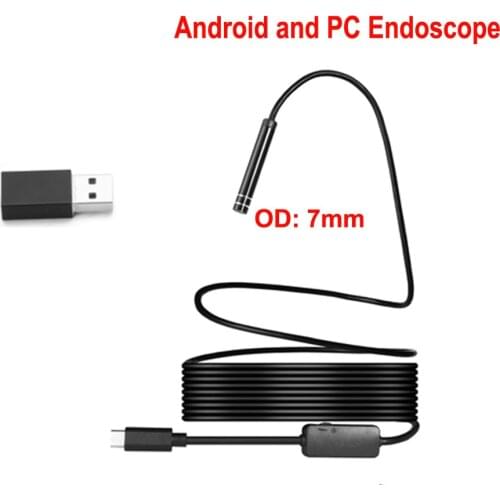 USB PC Android Endoscope Camera 7mm 6LED Lens 1m 3m 5m Flexible Waterproof Android Endoscopy Snake Tube USB Inspection Borescope