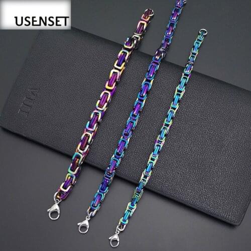Byzantine Bracelet Stainless Steel Jewelry for Men Women 5MM 6MM 7MM Handmade Colorful Bangles Gifts