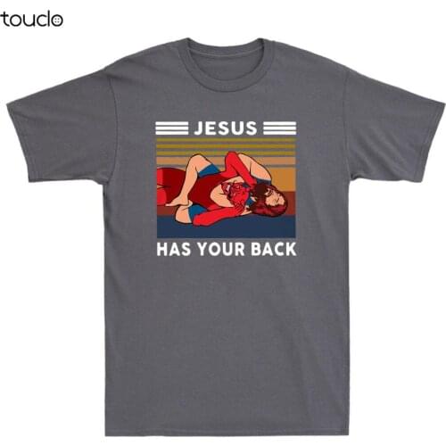 Jiu Jitsu Wrestling Jesus Has Your Back Funny Christian Gift Retro MenS T-Shirt