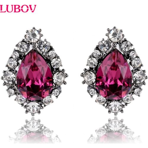 Opal Stone Jewelry 2018 Newest Crystal Stud Earrings for Woman Christmas Party Earrings Factory Wholesale Fast Shipping 10Colors