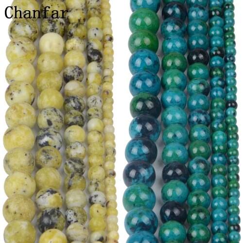 Phoenxi Blue Stone Yellow Pine Stone Women Jewelry Fashion Making Loose Beads 4 6 8 10 12mm
