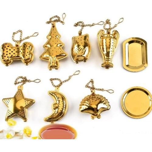 Gold Color Tea Infuser 9 Styles 304 Stainless Steel Tea Strainer Creative Tea Filter Teaware