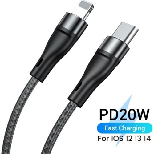1/2m USB C Data Cable For iPhone Charger PD 20W Type C To 8 Pin Kable Nylon Braided 2.4A Fast Charging Cord For iPhone 12 11 Pro
