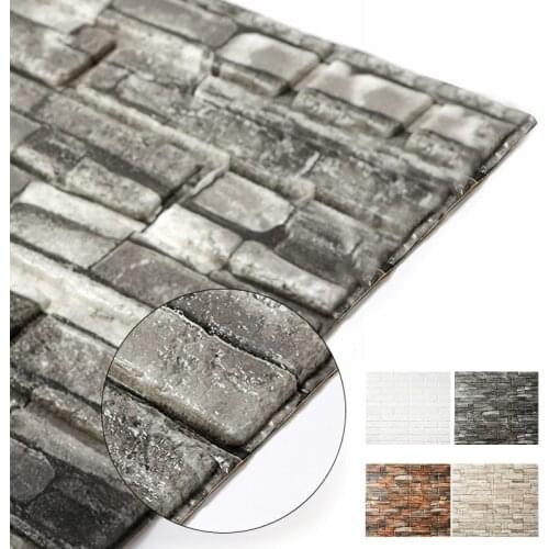 1Pc 38x35cm Self-Adhesive 3D Brick Sticker DIY Waterproof Foam Wallpaper Kids Room Kitchen Roof Ceiling Background Wall Decals