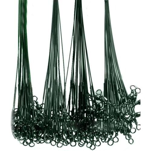 10 Pcs 28cm Fishing Wire Leader Durable Stainless Steel Fishing Leaders Wire Fishing Tackle Tool with Swivel Fishing Accessory