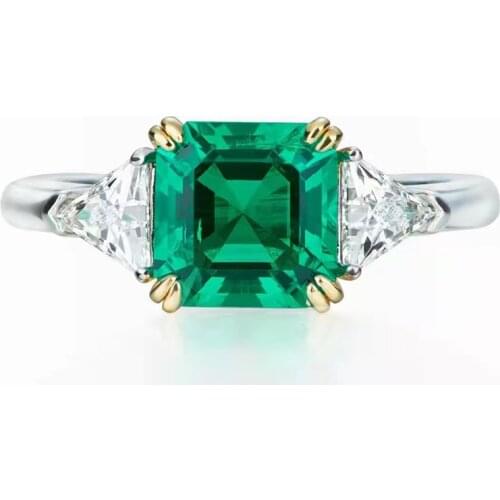 100% 925 Sterling Silver Created Moissanite Emerald 1.4 Carats Rings For Women Sparkling Wedding Party Fine Jewelry Wholesale