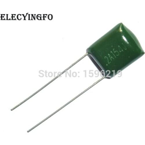 100pcs Mylar Film Capacitor 100V 2A154J 0.15uF 150nF 2A154 5% Polyester Film capacitor