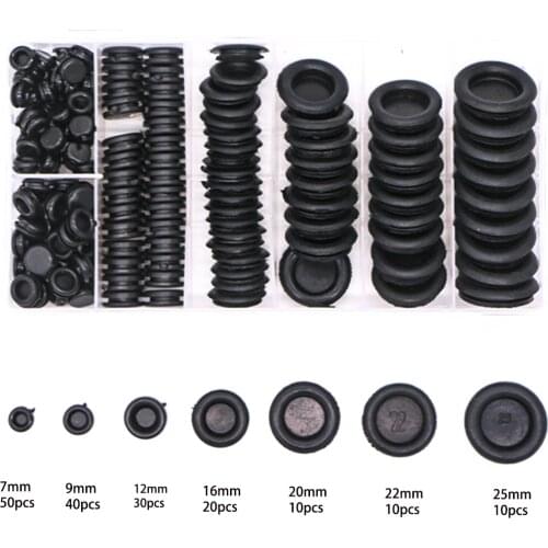 170pcs/Sets Waterproof Protect Wire Tool 7 Sizes Sealing Rubber Cables Grommet Kit Electrical Plugs Conductor Gasket Ring