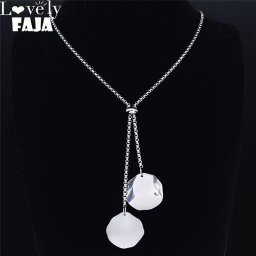 2021 Fashion Stainless Steel Long Necklaces for Women Silver Color Pendant Necklace Jewelry collar largo mujer NXS03