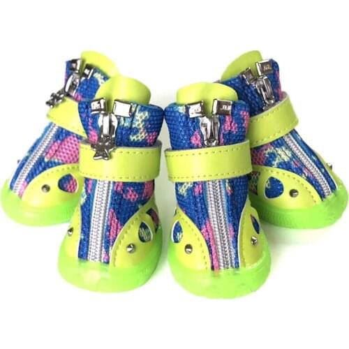 Soft Sole Dog Shoes For Small Dogs Breathable Non Slip Mesh Camouflage Pet Sneakers Outdoor Walking Spring Autumn Cat Shoes 4Pcs