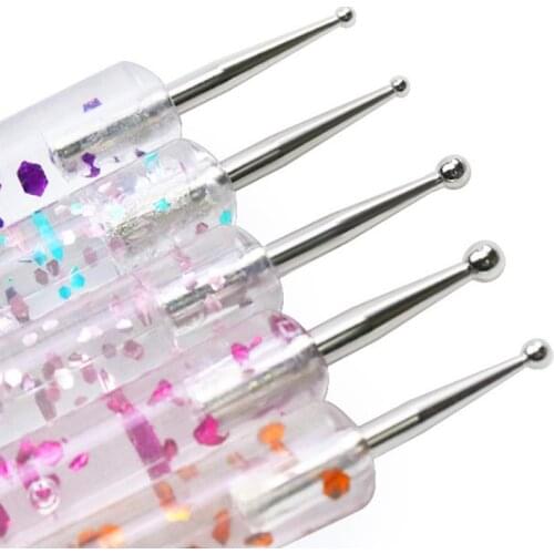 5Pcs 2 Way Nail Art Dotting Painting Pen Manicure Nail Glitter Tools Dotting Pen