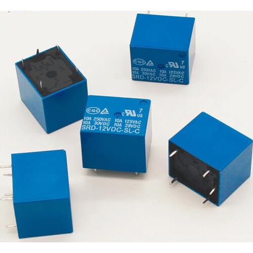 5pcs/lot SRD-12VDC-SL-C T73-12V 5 pin PCB Type 12V DC Power Relay