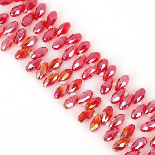 Wholesale 6x12mm 50pcs Water Drop Glass Beads Crystal Horizontal Hole Beads Faceted Loose Spacer Beads For Jewelry Making DIY