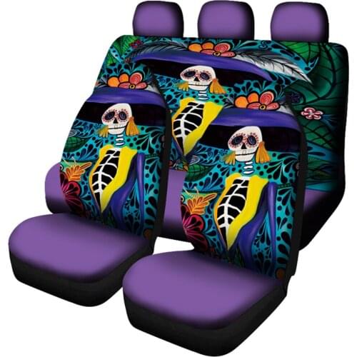 Skeleton Skull Seat Covers for Car Protector Vehicles Interior from Dirty Soft Washable Stretch Universal For VW Peugeot 206 207