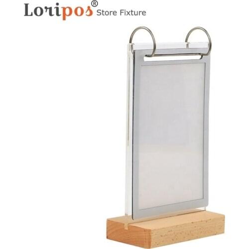 A5 210*148mm Restaurant Acrylic Wooden Table Menu Price List Sign Holder Base Advertising Poster Photo Paper Label Frame