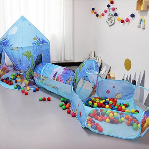 3 In 1 Children Ball Pit Baby Ballon Playpen Portable Kids Tent Ball Pool with Crawling Tunnel Kid Basketball Pool Ballenbak