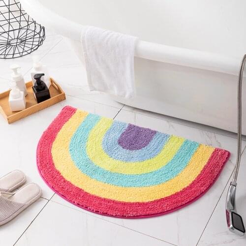 Flocking Antiskid Blanket in Colorful Stripe Rainbow with Abosrption and Quik Dry for Bathroom and Entrance tapis alfombra rug