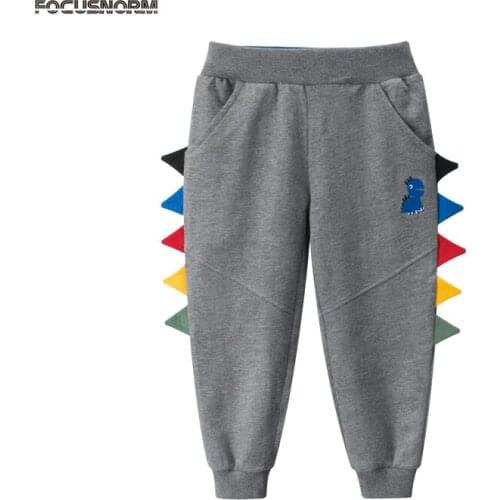 FOCUSNORM Autumn Infant Baby Boys Pants Animal Print Solid Elastic High Waist Causal Sports Pants 2-8Y