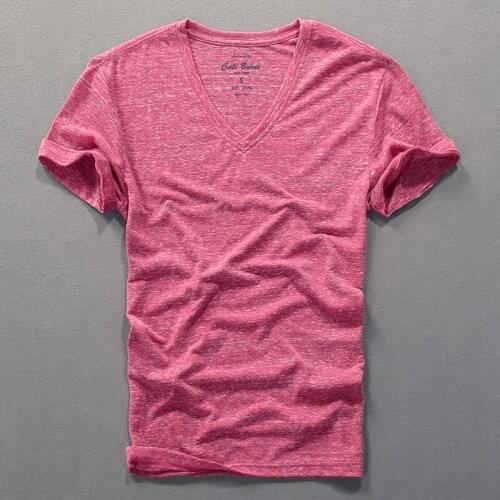 2018 Summer new mens short-sleeved T-shirt V-neck cotton solid thin t shirt men brand fashion tshirt mens chemise camisa