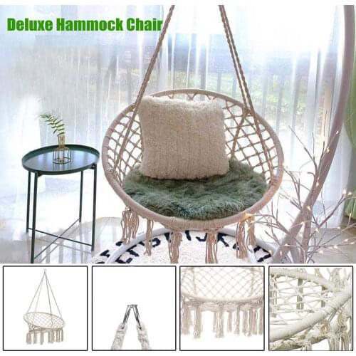 Hanging chair Cotton Rope Hammock Chair Handmade Knitted Indoor Outdoor Kids Swing Bed Adult Swinging Camping