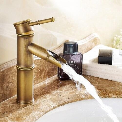 Bathroom Faucet Brass Basin Faucets Luxury Tap Tall Bamboo Hot Cold Water With Two Pipes Kitchen Outdoor Garden WC Taps