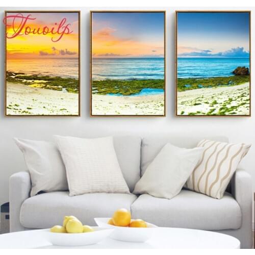 3 Piece Beach Sunset ,diamond painting cross stitch,diamond embroidery crafts.diamond mosaic home decoration,Abstract Painting