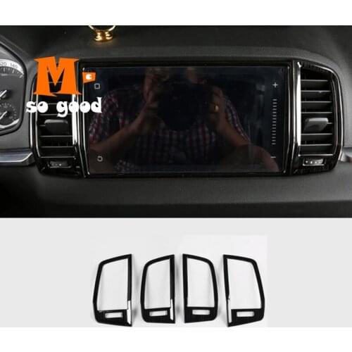 Stainless Black/Blue/Sliver For Skoda Karoq Car Center Left Right Air Conditioner Outlet AC Vent Frame Decor Cover Trim 20172018